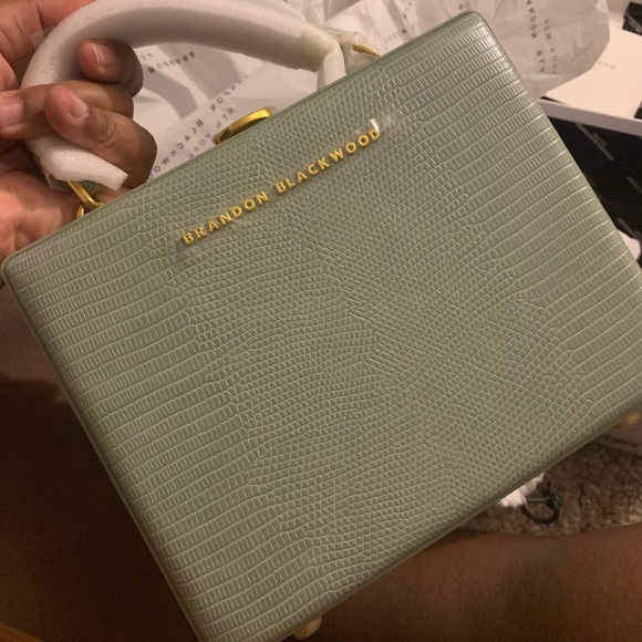 Brandon Blackwood Kendrick Trunk in Green Lizard Embossed with Gold Hardware - Picture 10 of 16